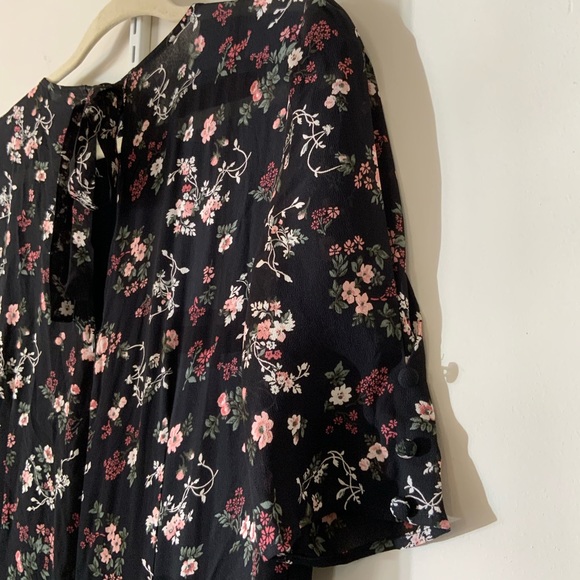 Reformation Bard Dress Mini Puff Sleeve Jolene Georgette Floral Size 12 - Picture 9 of 14